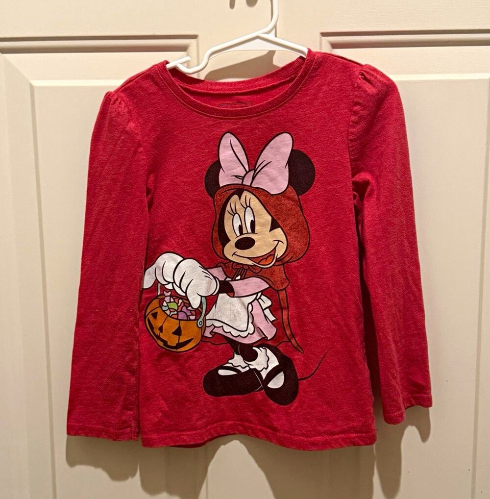 Old Navy Disney Minnie Mouse Halloween Graphic Red Long Sleeve T-Shirt Girls 5T